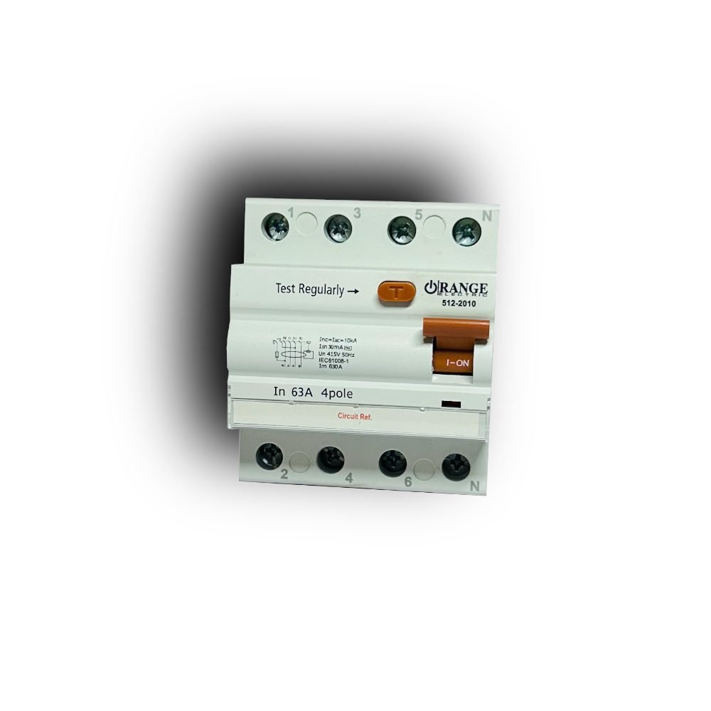 Orange 4 Pole RCCB 40A - 63A 100mA