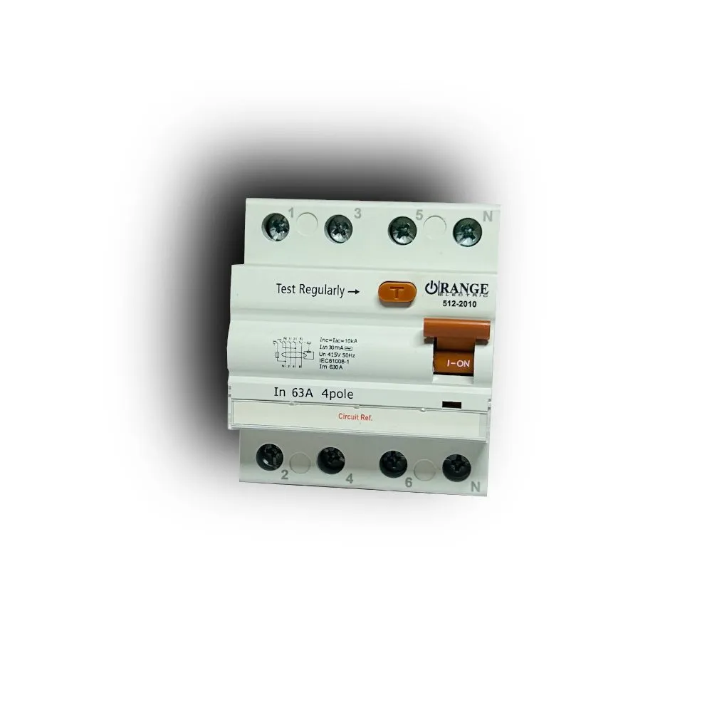 Orange 4 Pole RCCB 40A - 63A  30mA