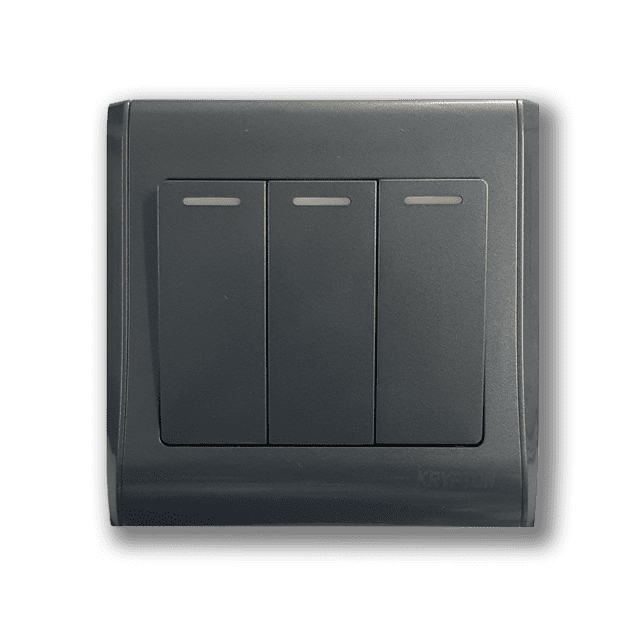 Krypton 3 gang 1 way Switch Gray