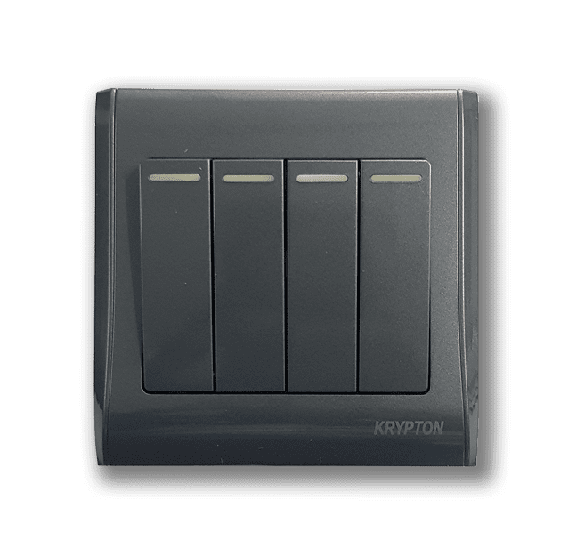 Krypton 4 gang 1 way Switch - Gray