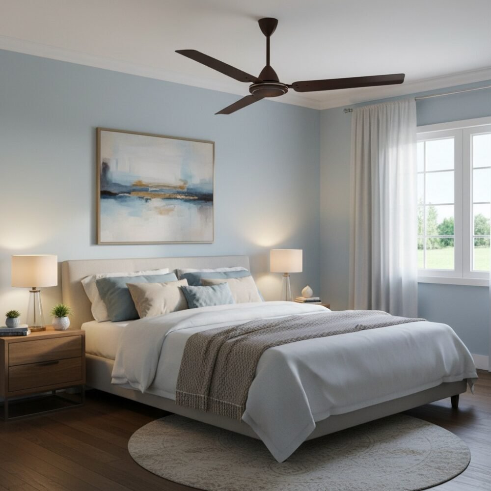 Kelani Brown Ceiling Fan Bed Room